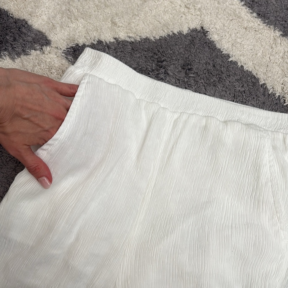 Bershka White Straight Leg gauze textured Pants size S - Picture 9 of 14